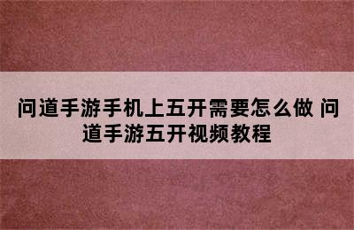 问道手游手机上五开需要怎么做 问道手游五开视频教程